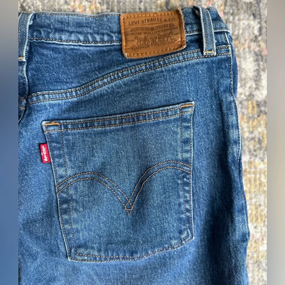 Levi’s Ribcage Straight Blue Jeans Ankle Size 31 High Rise Cropped Denim - Picture 6 of 11